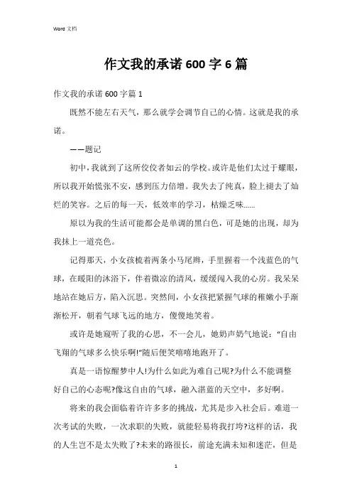 作文我的承诺600字6篇