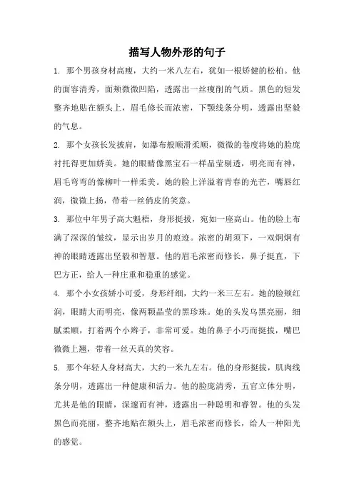 描写人物外形的句子