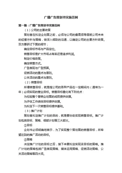 广播广告策划书实施范例
