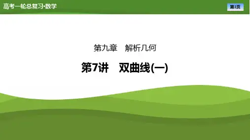2025届高中数学一轮复习课件：第九章 第7讲双曲线(一)(共83张ppt)