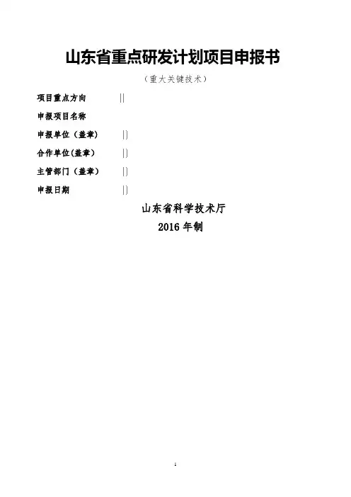 山东重点研发计划项目申报书