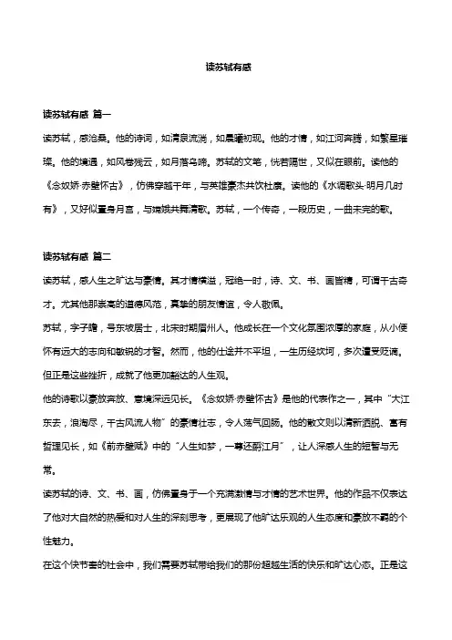 读苏轼有感