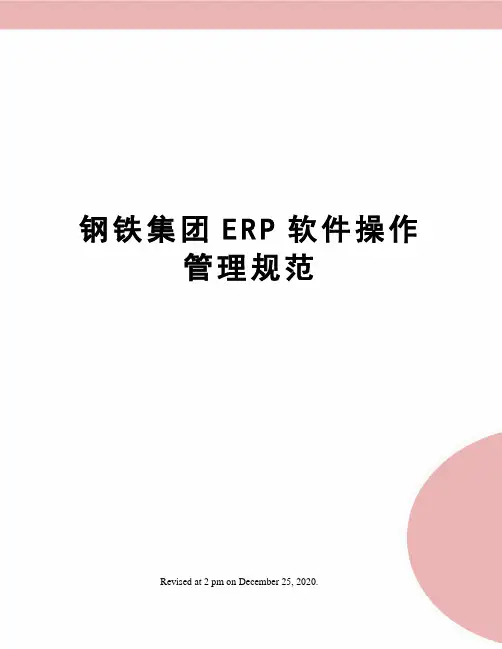 钢铁集团ERP软件操作管理规范