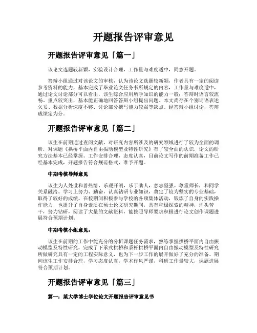 开题报告评审意见
