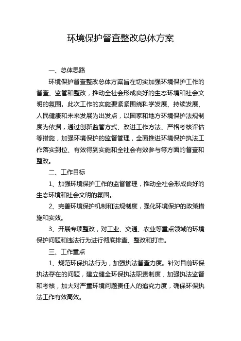 环境保护督查整改总体方案
