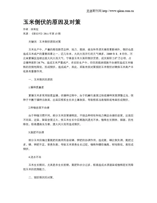 玉米倒伏的原因及对策