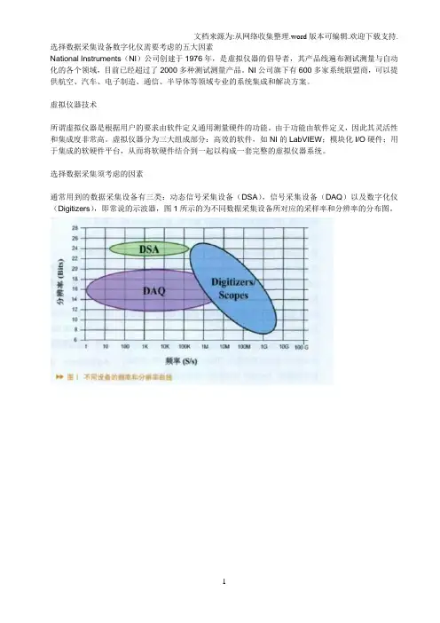 选择数据采集设备需要考虑的五大因素