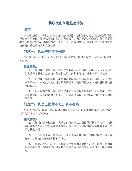 执法突出问题整改措施