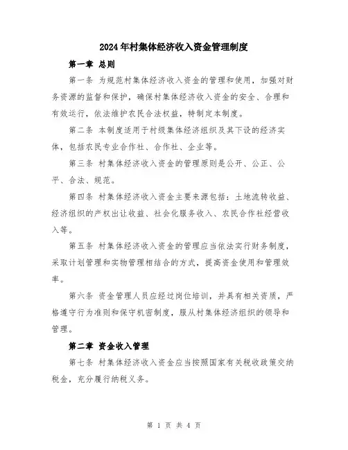 2024年村集体经济收入资金管理制度
