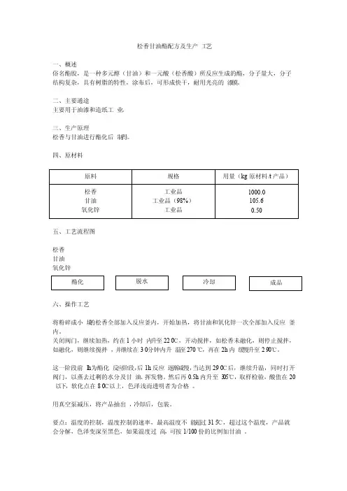 松香甘油酯配方及制作工艺