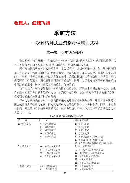采矿方法--评估师执业资格考试培训教材