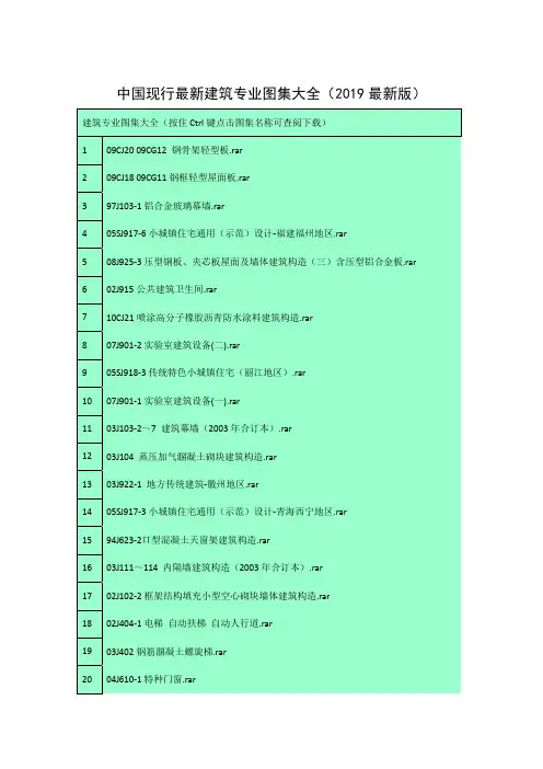 2019年中国现行最新建筑专业图集大全(按住Ctrl键点击图集名称可查阅下载)
