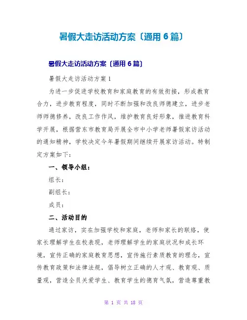 暑假大走访活动方案(通用6篇)