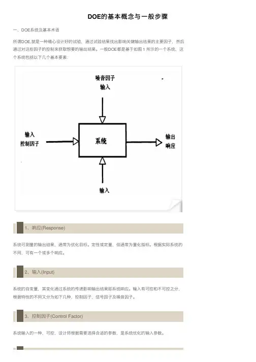 DOE的基本概念与一般步骤