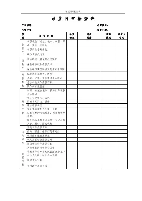 吊篮日常检查表