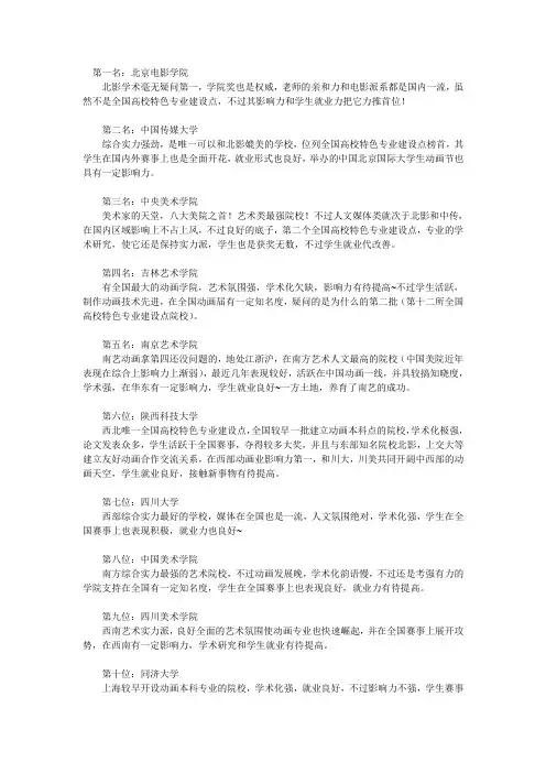 中国有名的动漫学院