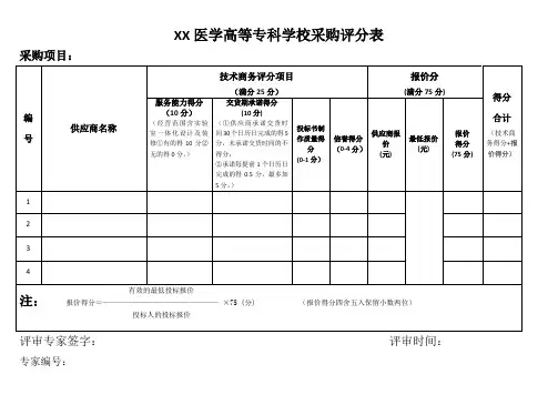 学校采购评分表