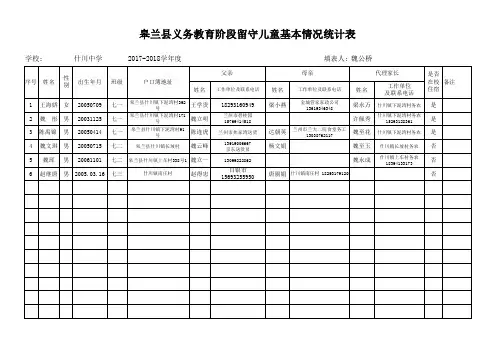 留守儿童统计表