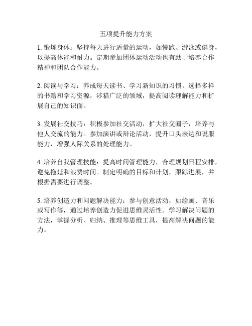 五项提升能力方案