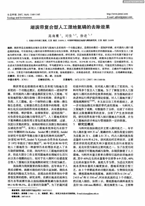 湖滨带复合型人工湿地氮磷的去除效果