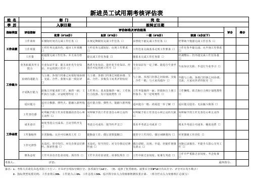 新员工试用期考核评估表
