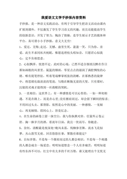 我爱语文文学手抄报内容资料