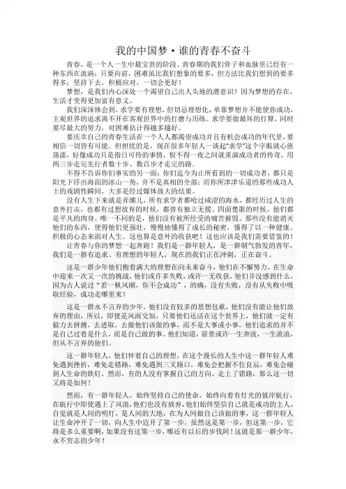 中国梦 谁的青春不奋斗