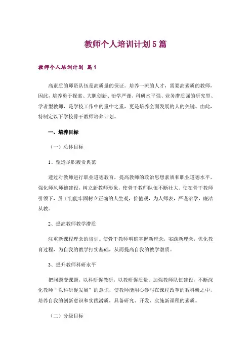 教师个人培训计划5篇
