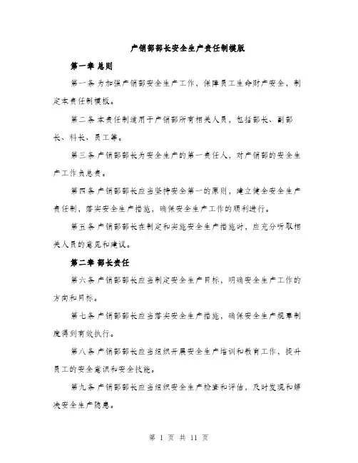 产销部部长安全生产责任制模版(五篇)