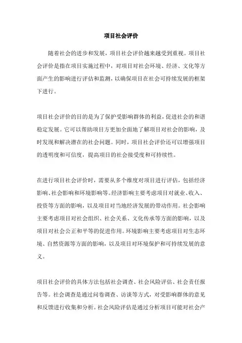 项目社会评价