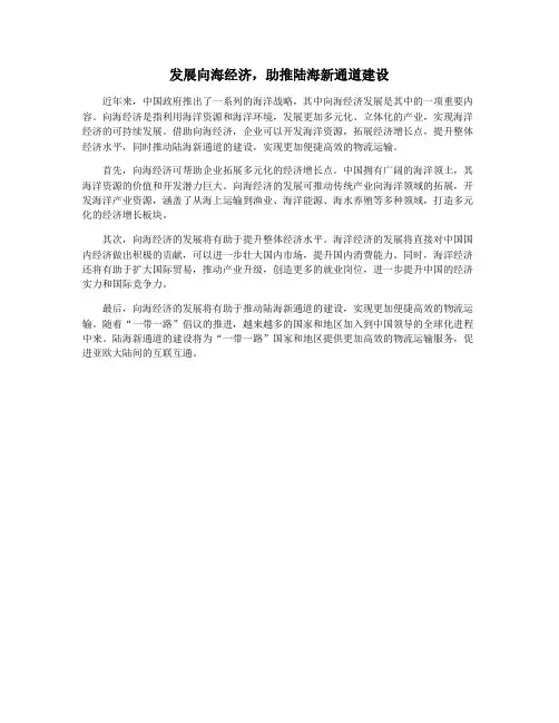 发展向海经济,助推陆海新通道建设