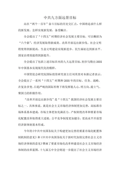 中共九方面远景目标