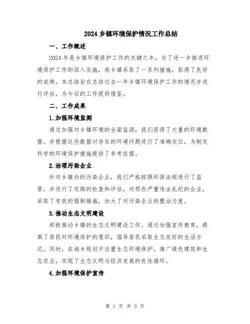 2024乡镇环境保护情况工作总结