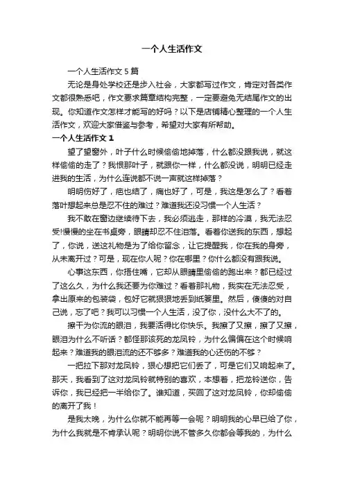 一个人生活作文