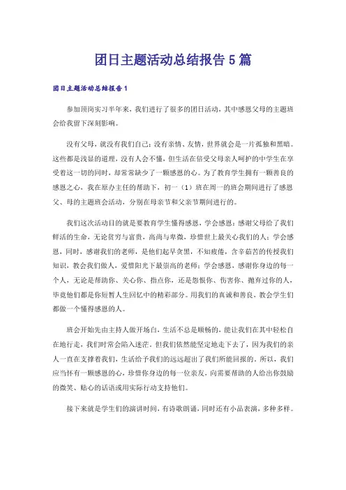 团日主题活动总结报告5篇