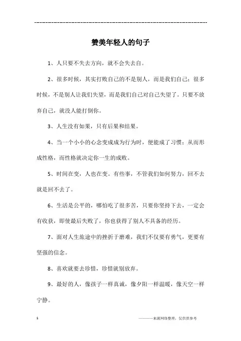 赞美年轻人的句子