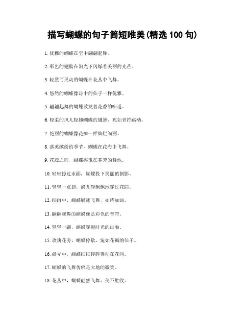 描写蝴蝶的句子简短唯美(精选100句)