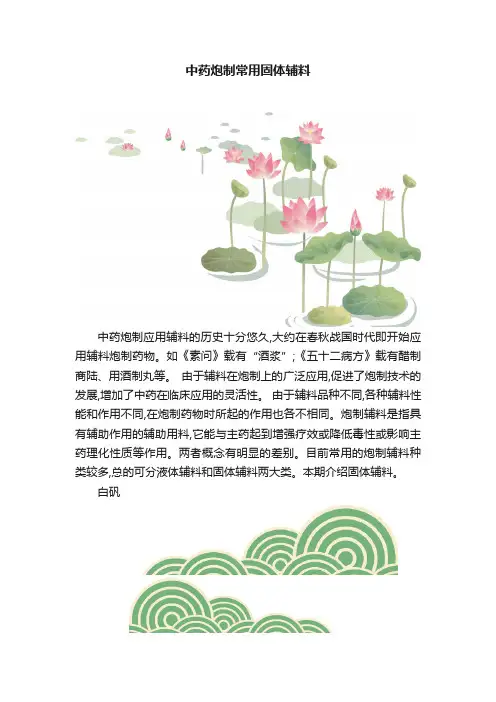 中药炮制常用固体辅料