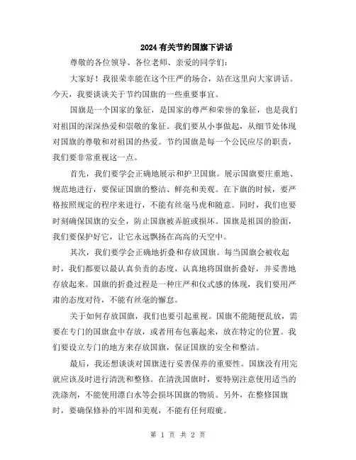 2024有关节约国旗下讲话