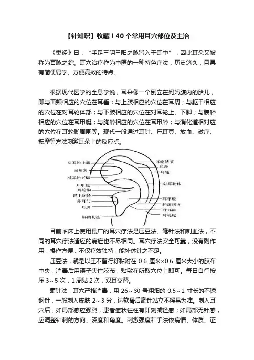 【针知识】收藏！40个常用耳穴部位及主治
