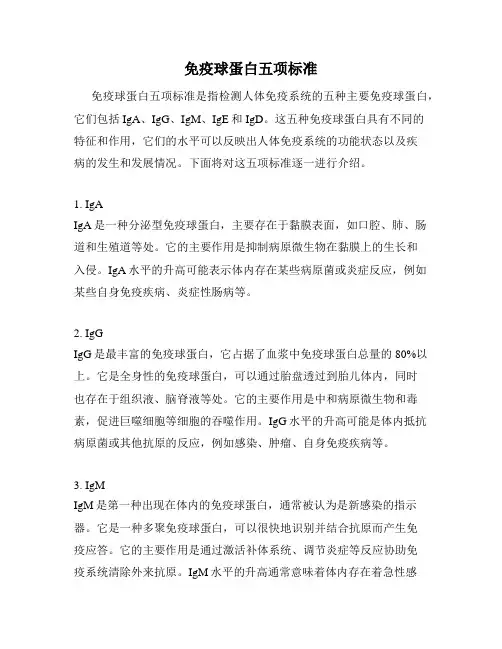 免疫球蛋白五项标准