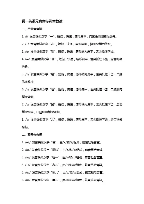 初一英语元音音标发音教读