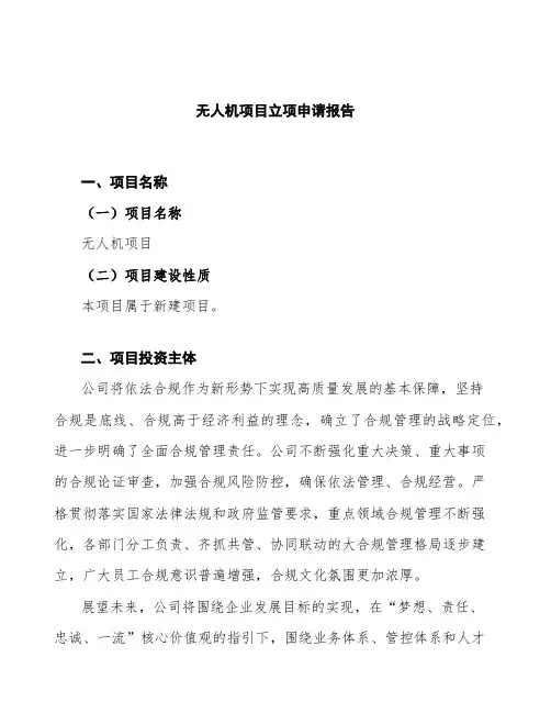 无人机项目立项申请报告