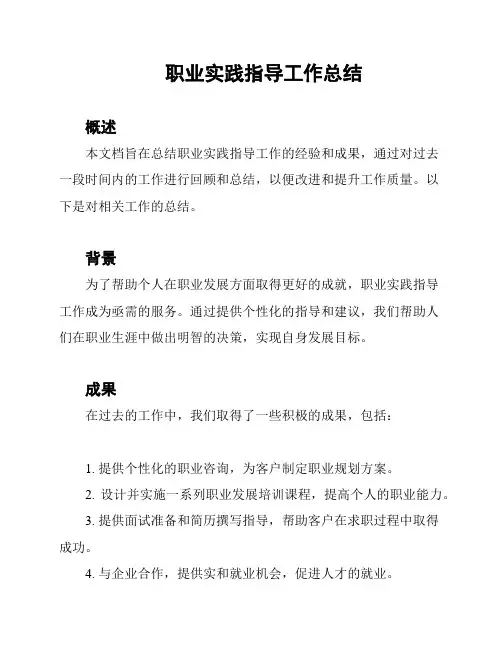 职业实践指导工作总结