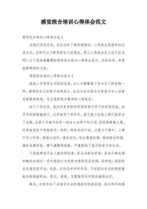 感觉统合培训心得体会范文