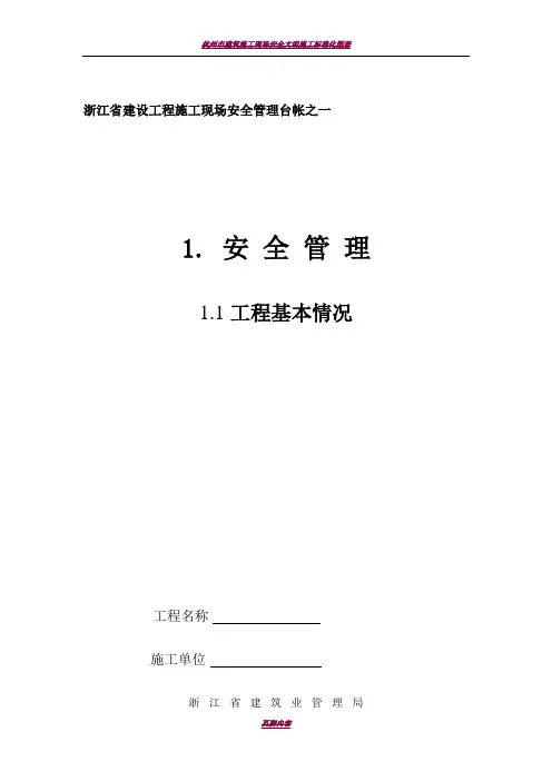 浙江省建设工程施工现场安全管理台帐(新版)