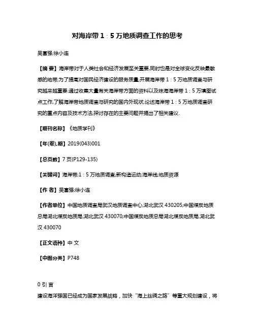 对海岸带1∶5万地质调查工作的思考