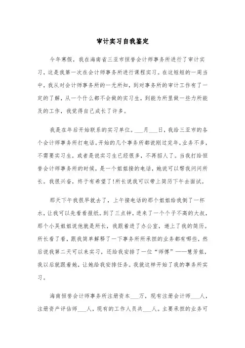 审计实习自我鉴定(4篇)
