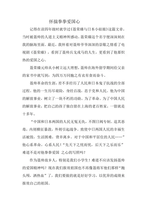 怀揣拳拳爱国心