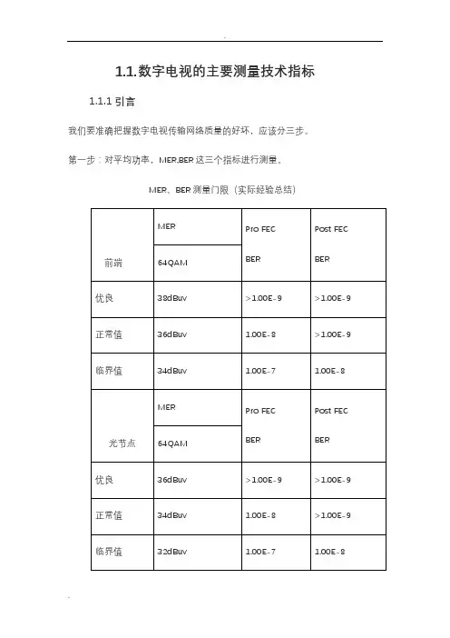 数字电视主要测试指标
